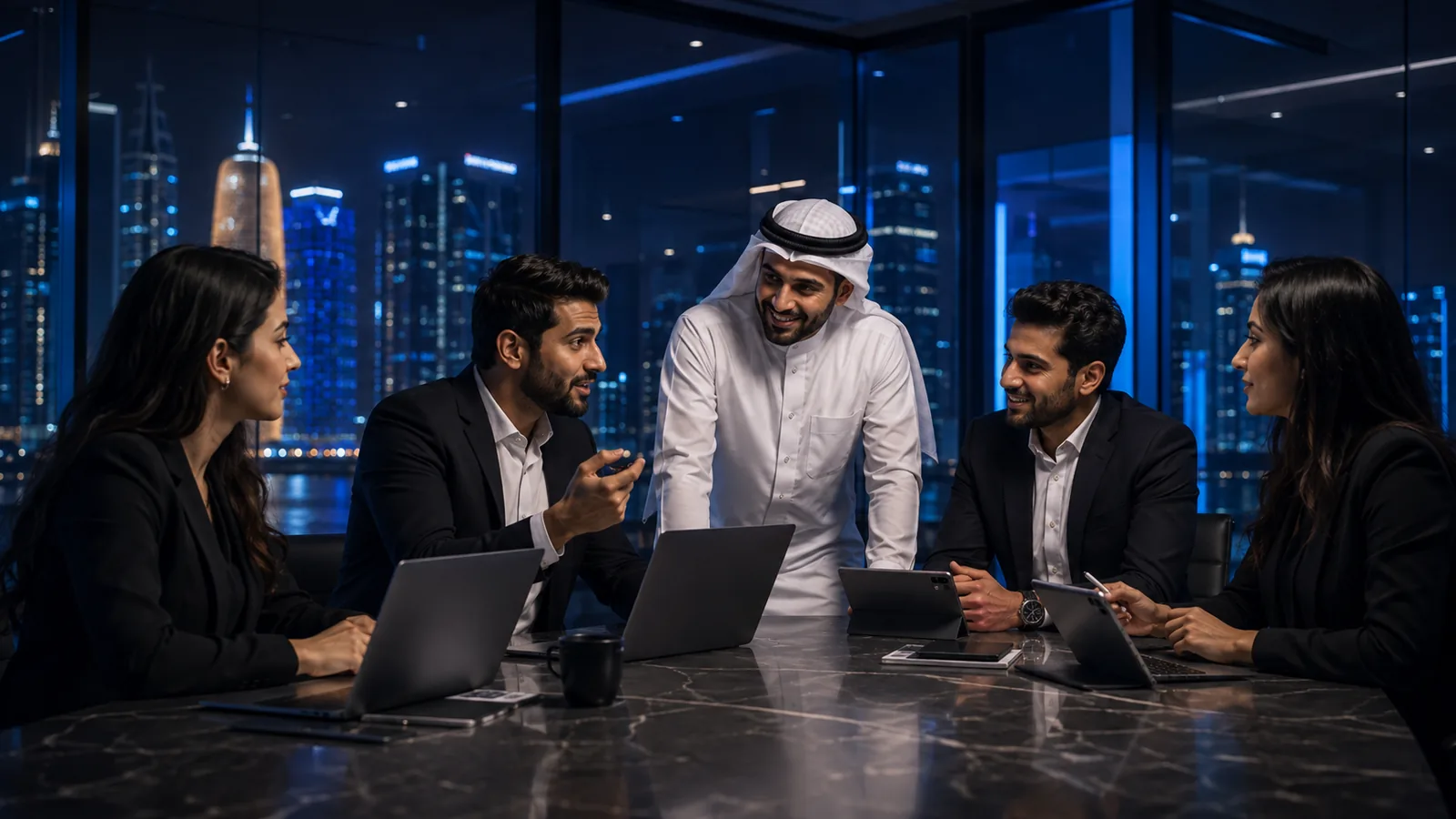 AWUS DIGITAL team discussing digital strategy